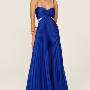 Royal Blue Pleated Evening Gown